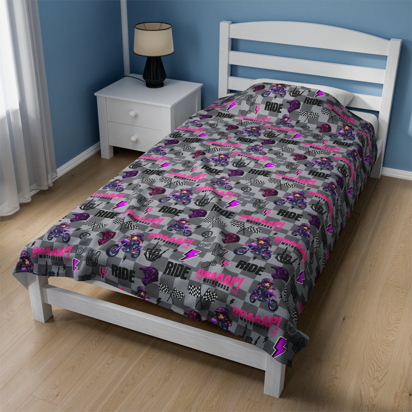 Motocross Girl Dirt Bike Blanket