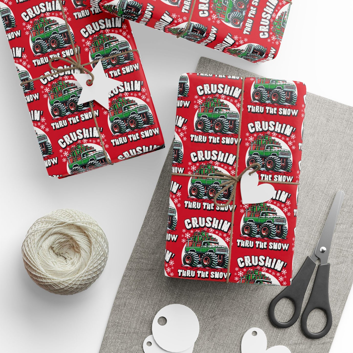 Crushin' Snow Monster Truck Gift Wrap