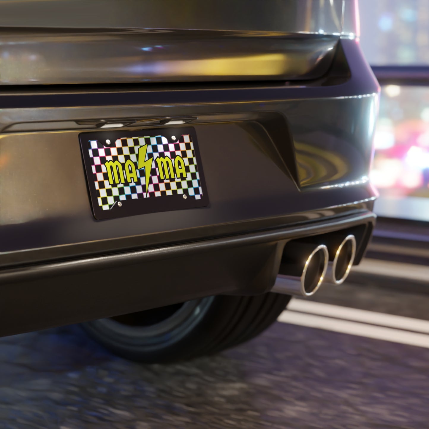 Mama 90s Checkered Vanity License Plate