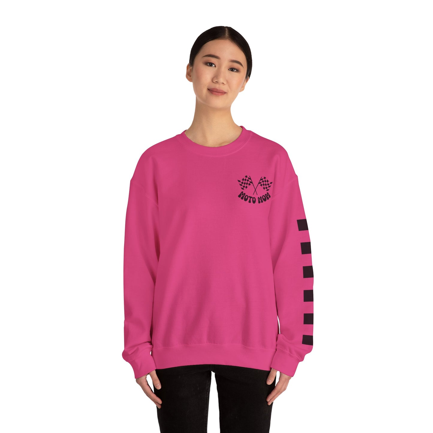 Checkered Moto Mom Crewneck Sweatshirt