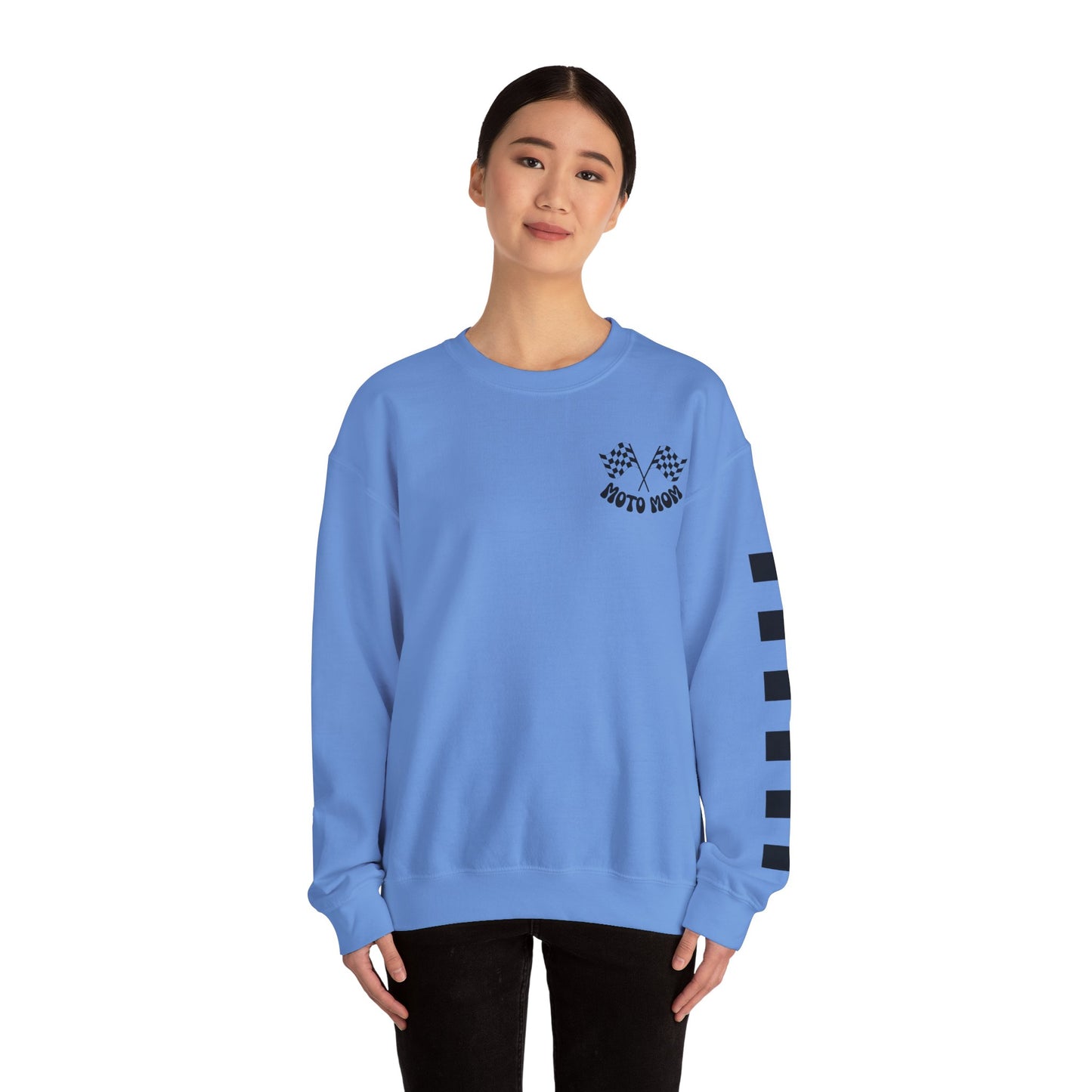 Checkered Moto Mom Crewneck Sweatshirt