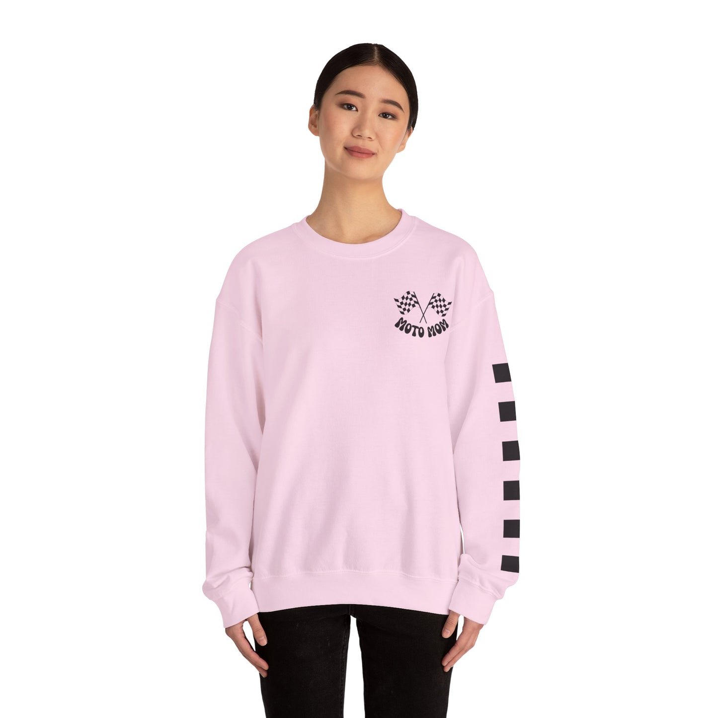 Checkered Moto Mom Crewneck Sweatshirt