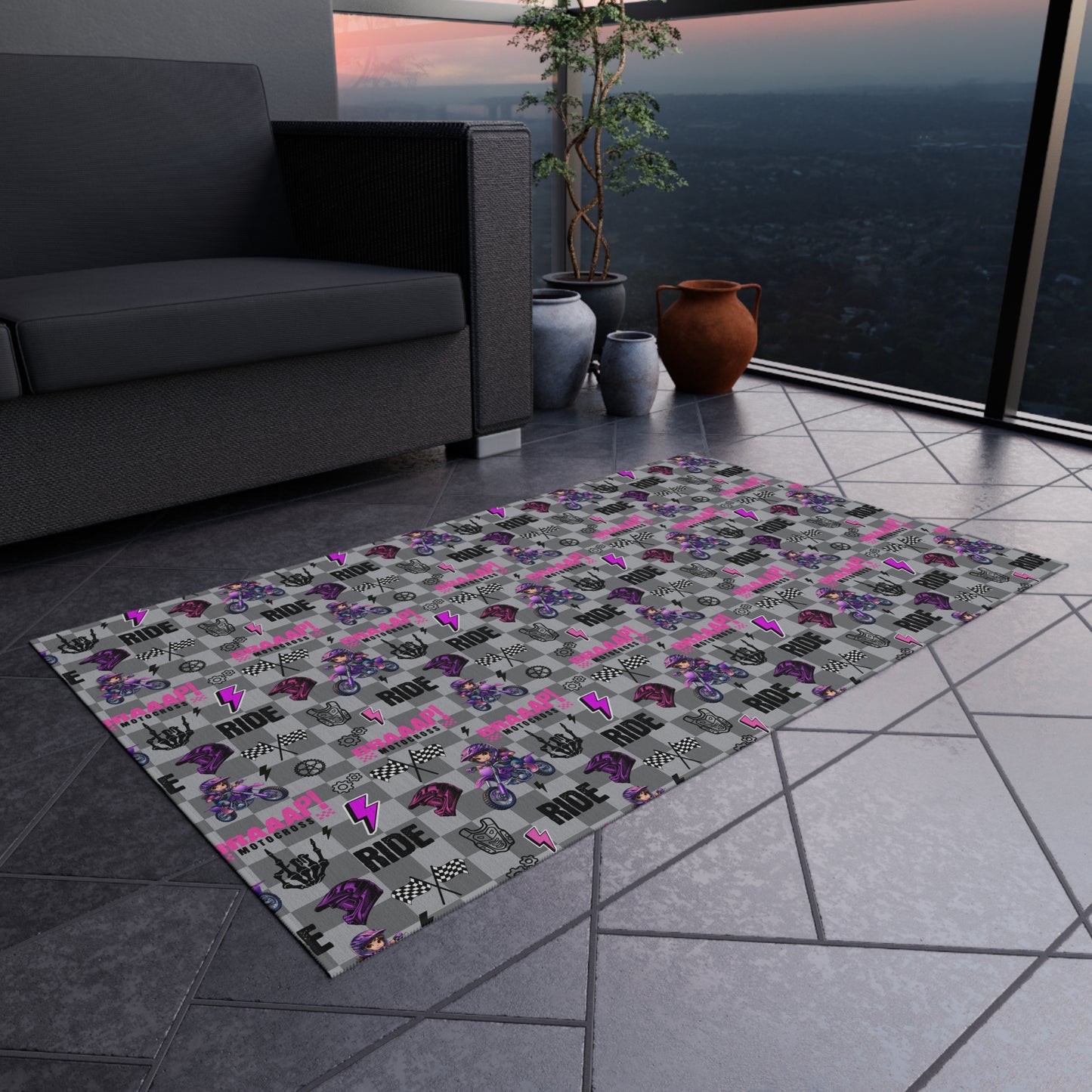 Motocross Girl Outdoor/Indoor Rug
