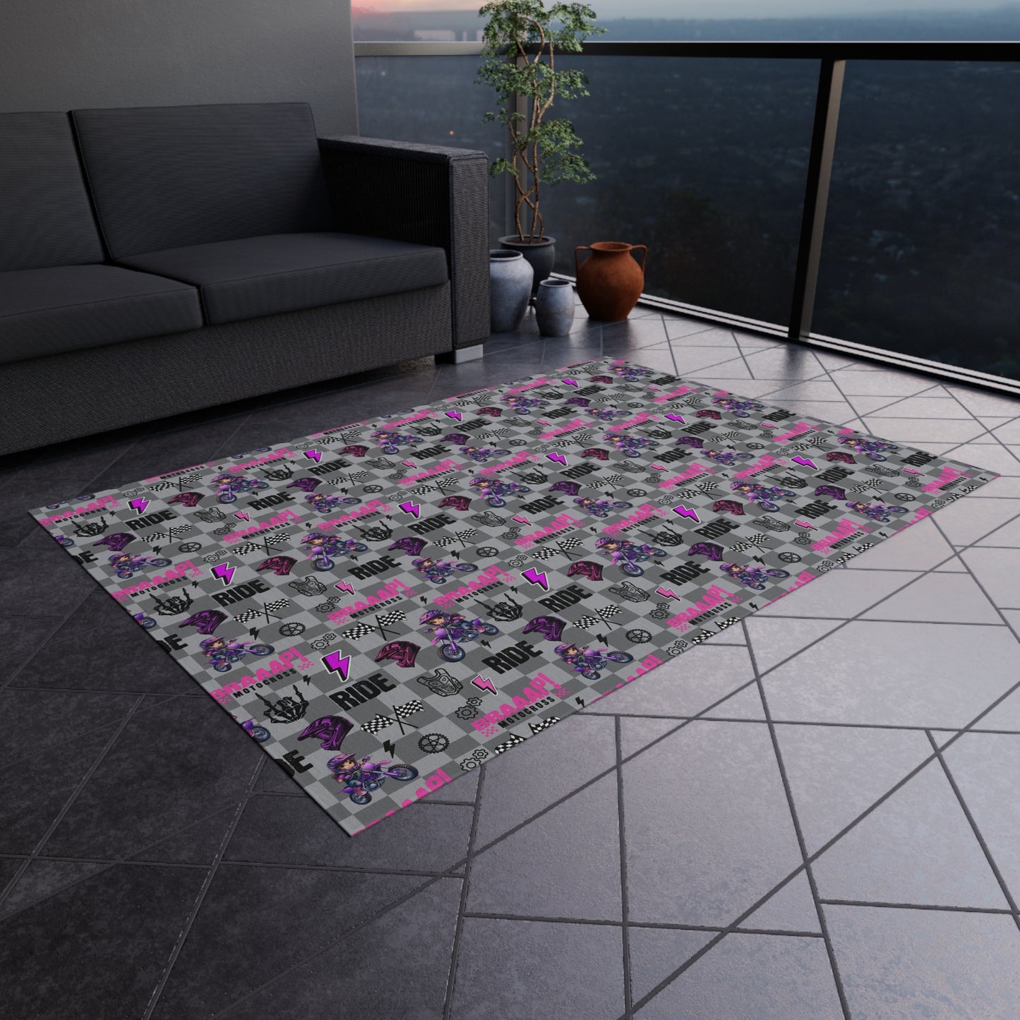 Motocross Girl Outdoor/Indoor Rug