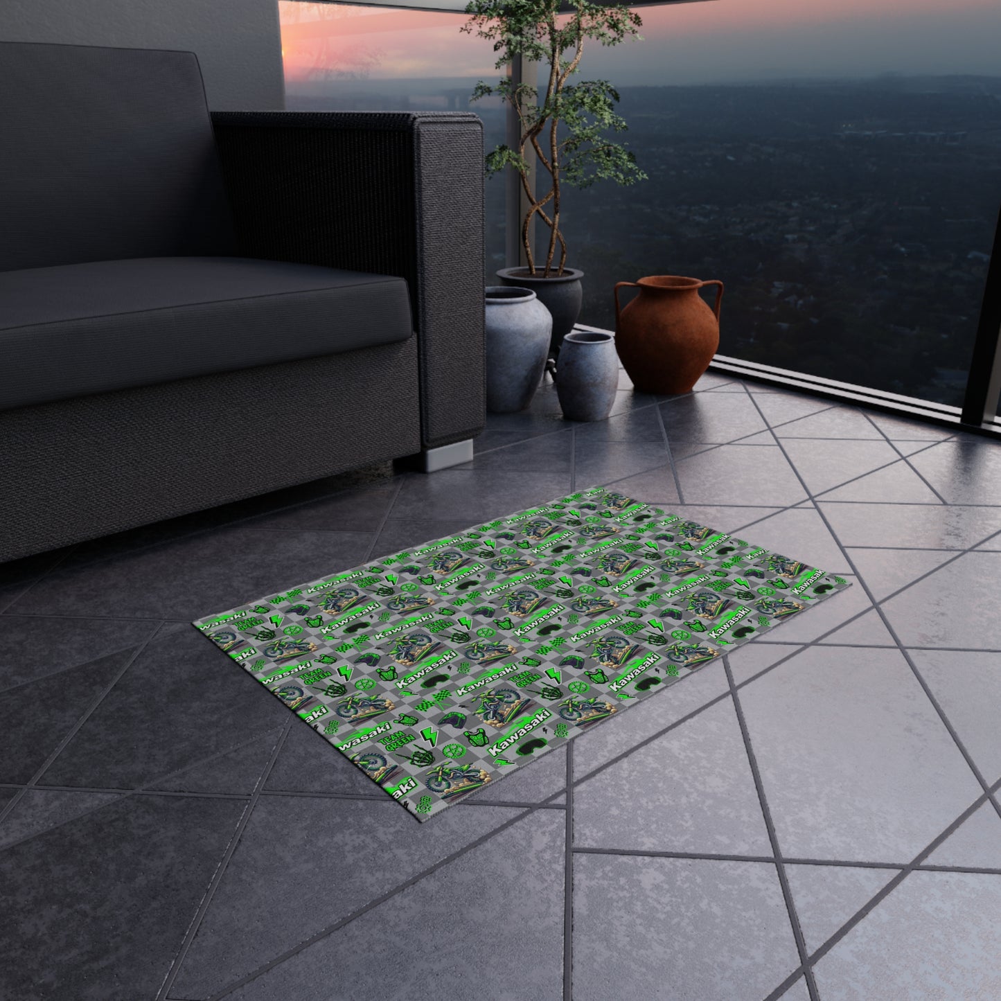 Kawasaki Inspired Outdoor/Indoor Rug