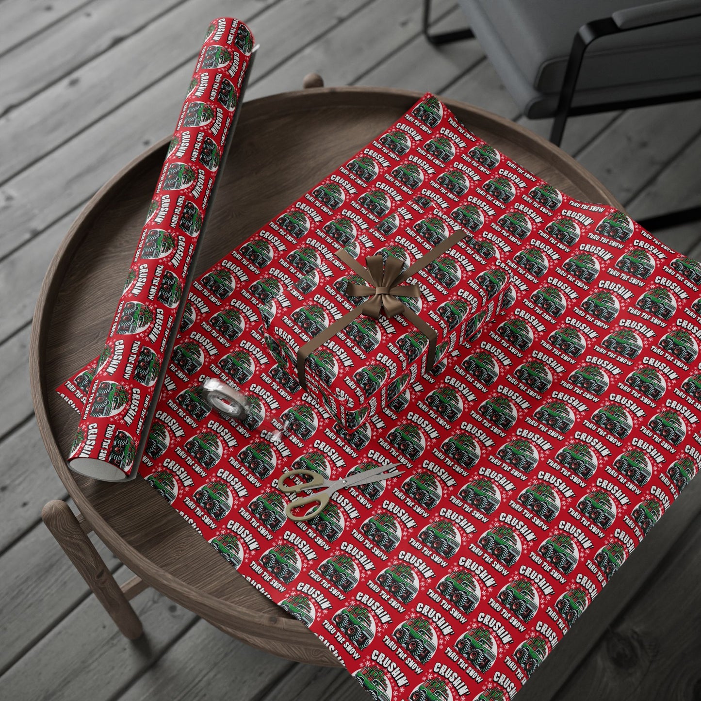 Crushin' Snow Monster Truck Gift Wrap