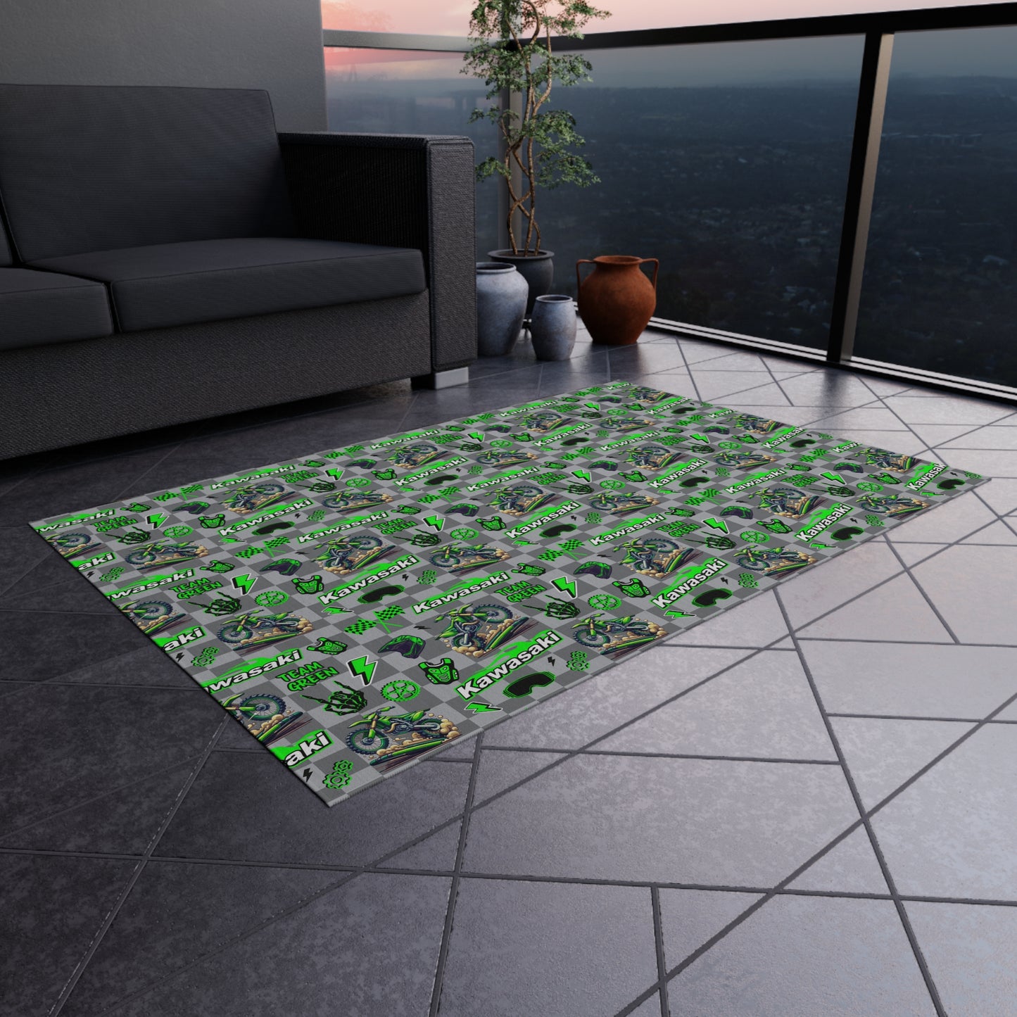 Kawasaki Inspired Outdoor/Indoor Rug