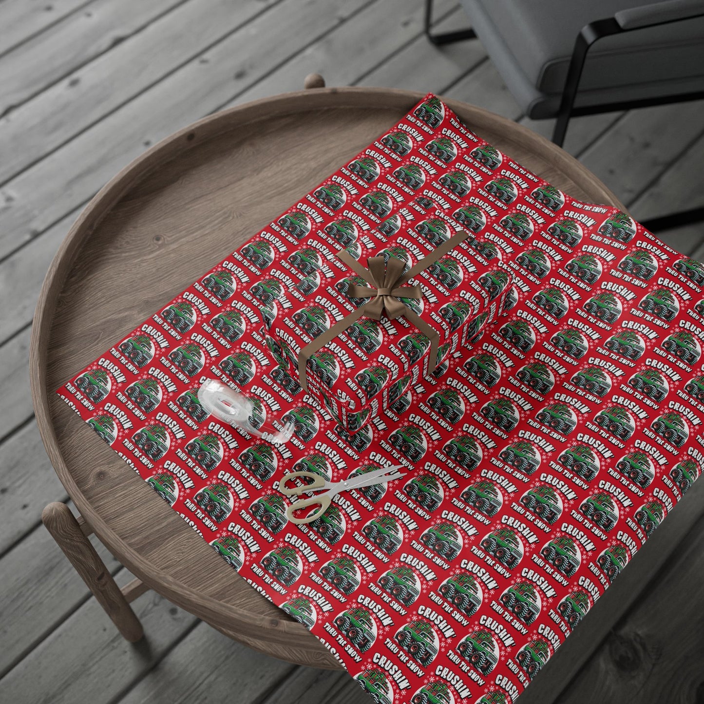 Crushin' Snow Monster Truck Gift Wrap