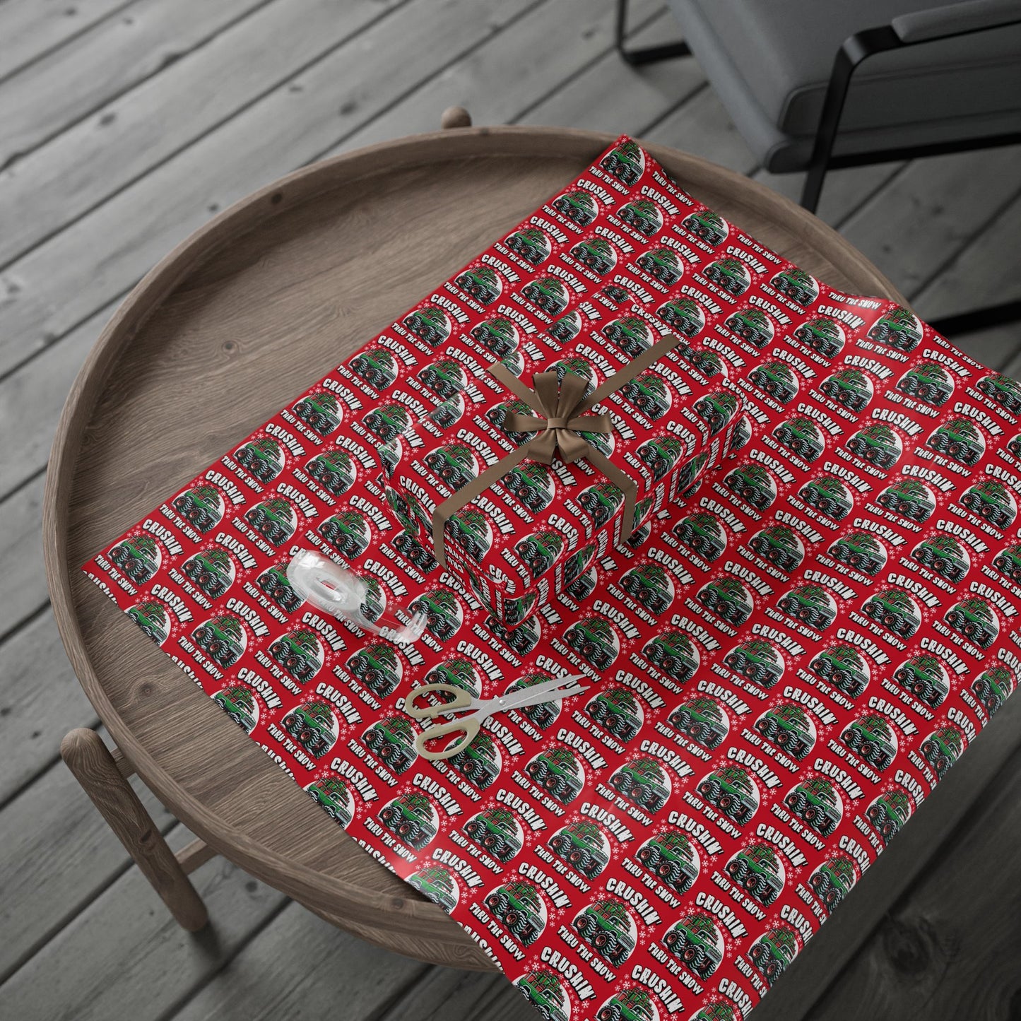 Crushin' Snow Monster Truck Gift Wrap