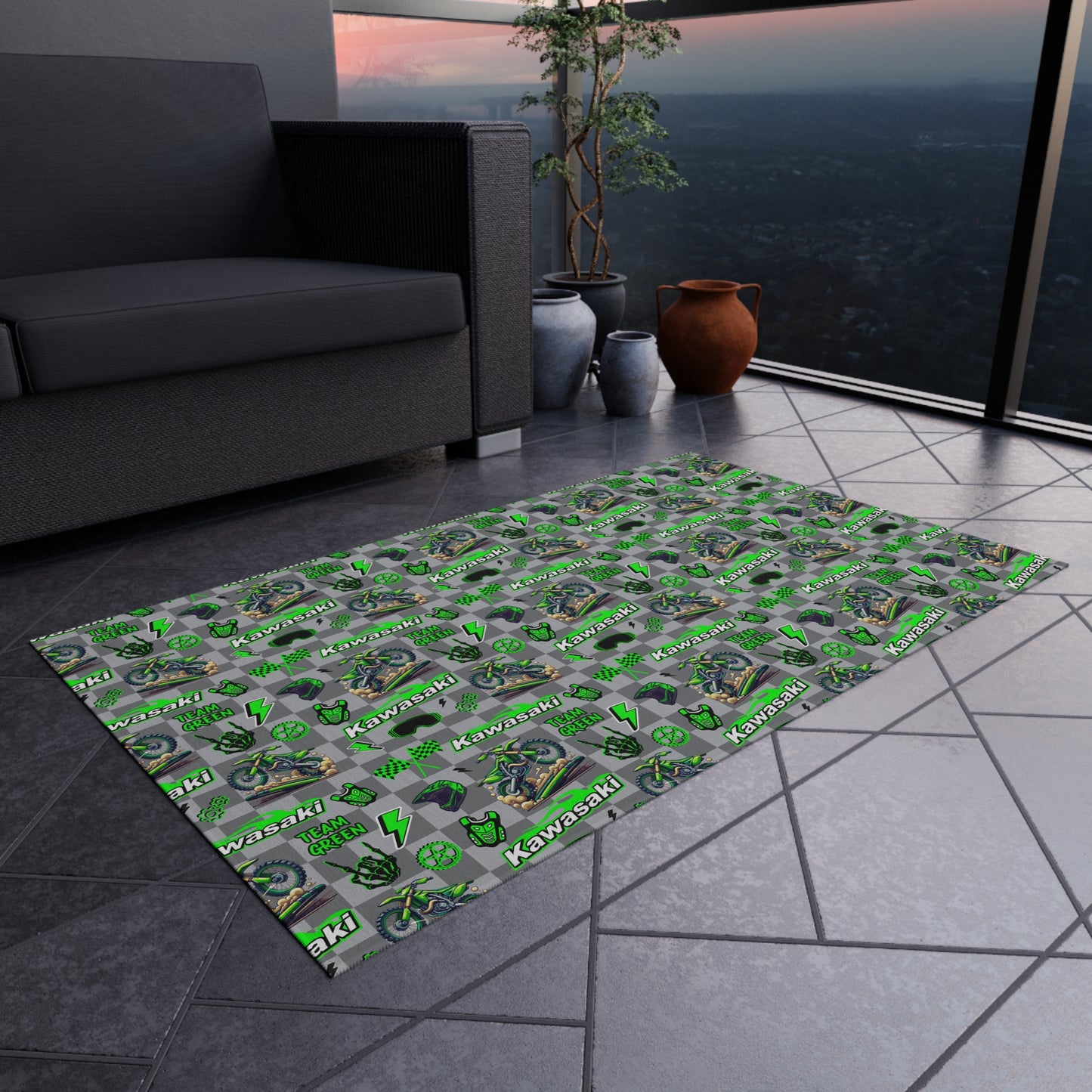 Kawasaki Inspired Outdoor/Indoor Rug