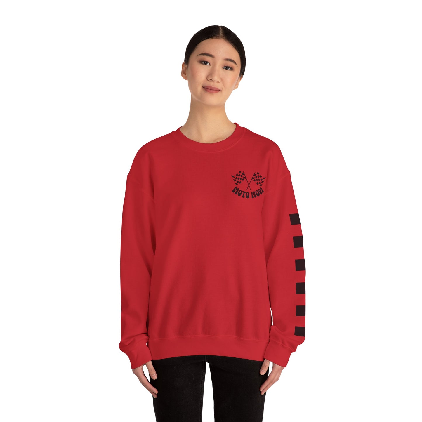 Checkered Moto Mom Crewneck Sweatshirt