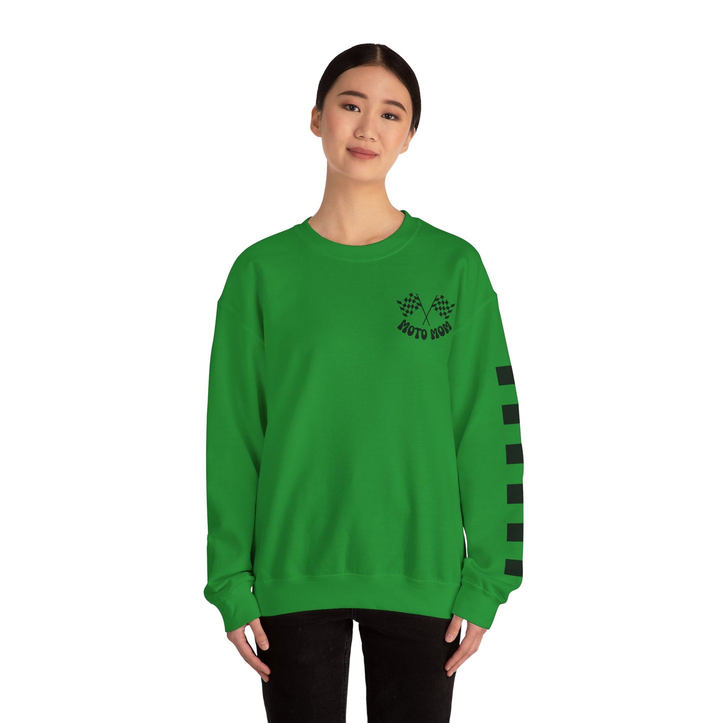 Checkered Moto Mom Crewneck Sweatshirt