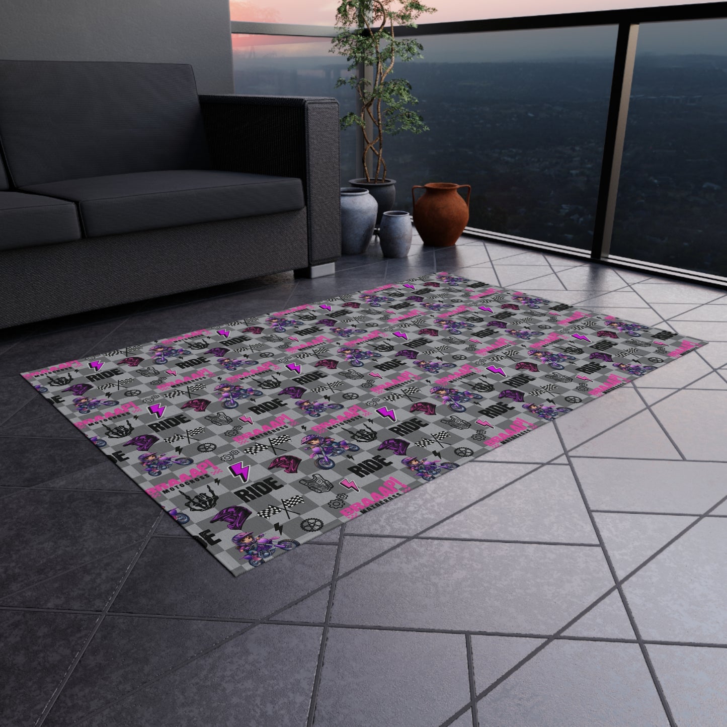 Motocross Girl Outdoor/Indoor Rug