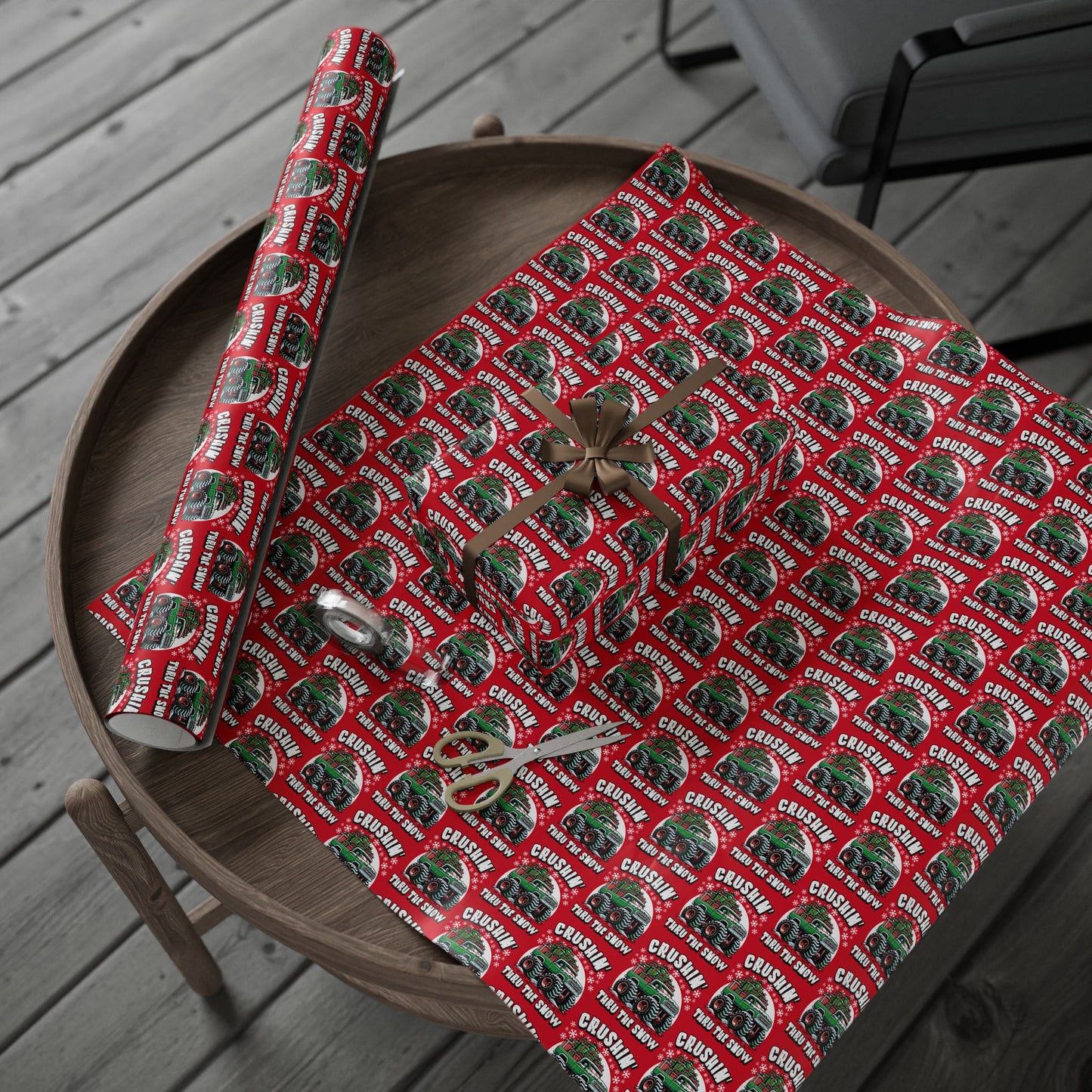 Crushin' Snow Monster Truck Gift Wrap