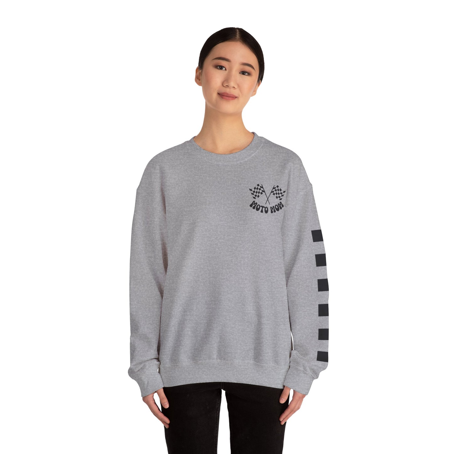 Checkered Moto Mom Crewneck Sweatshirt