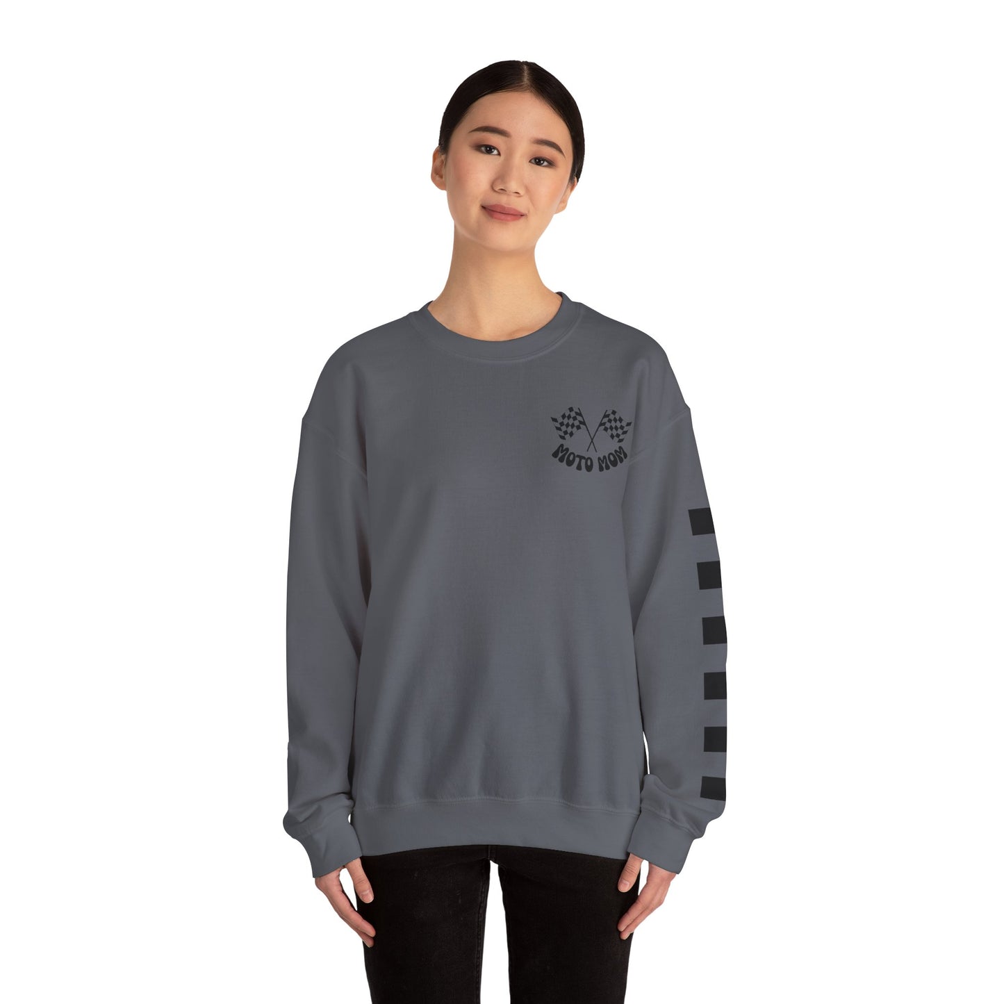 Checkered Moto Mom Crewneck Sweatshirt