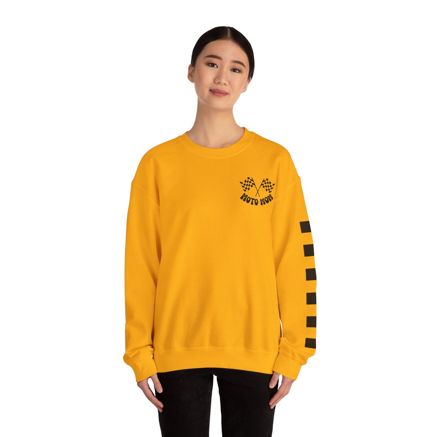 Checkered Moto Mom Crewneck Sweatshirt