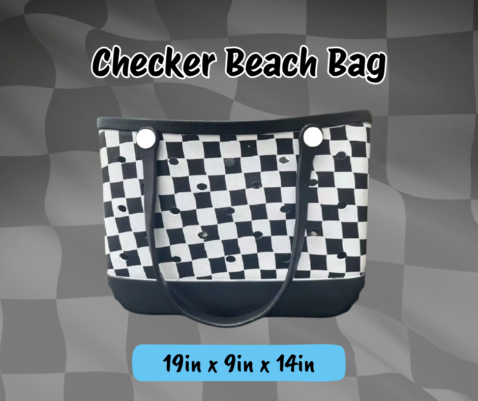 Black/White Checker Beach Bag