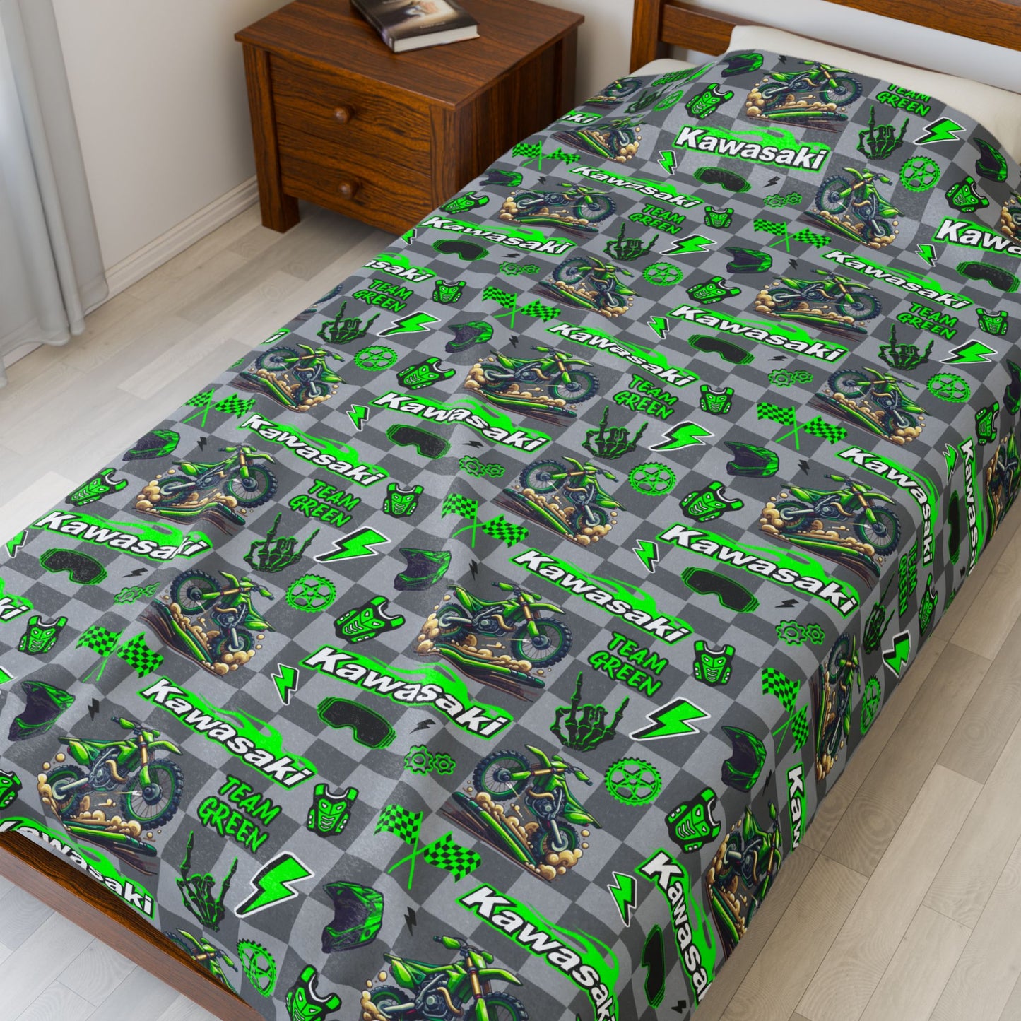 Kawasaki Dirt Bike Inspired Blanket