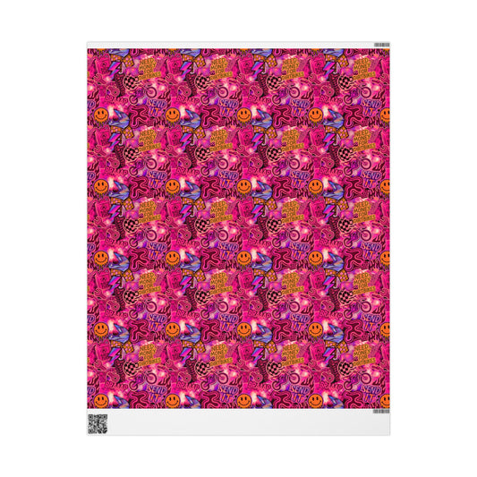 Pink Dirt Bike Sticker Gift Wrap