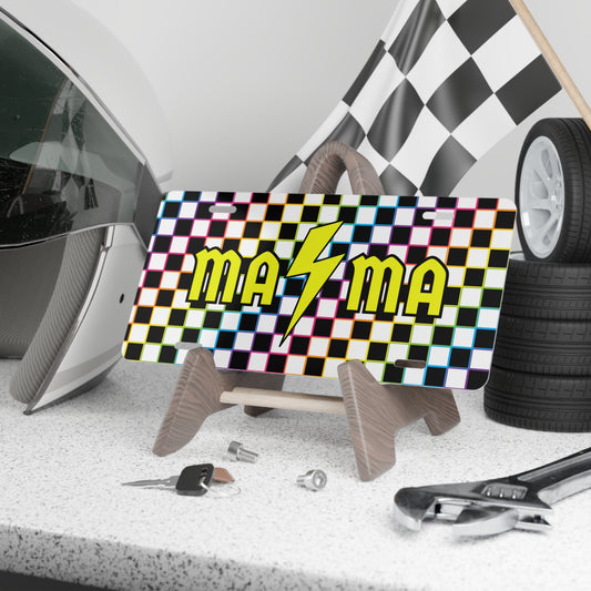 Mama 90s Checkered Vanity License Plate