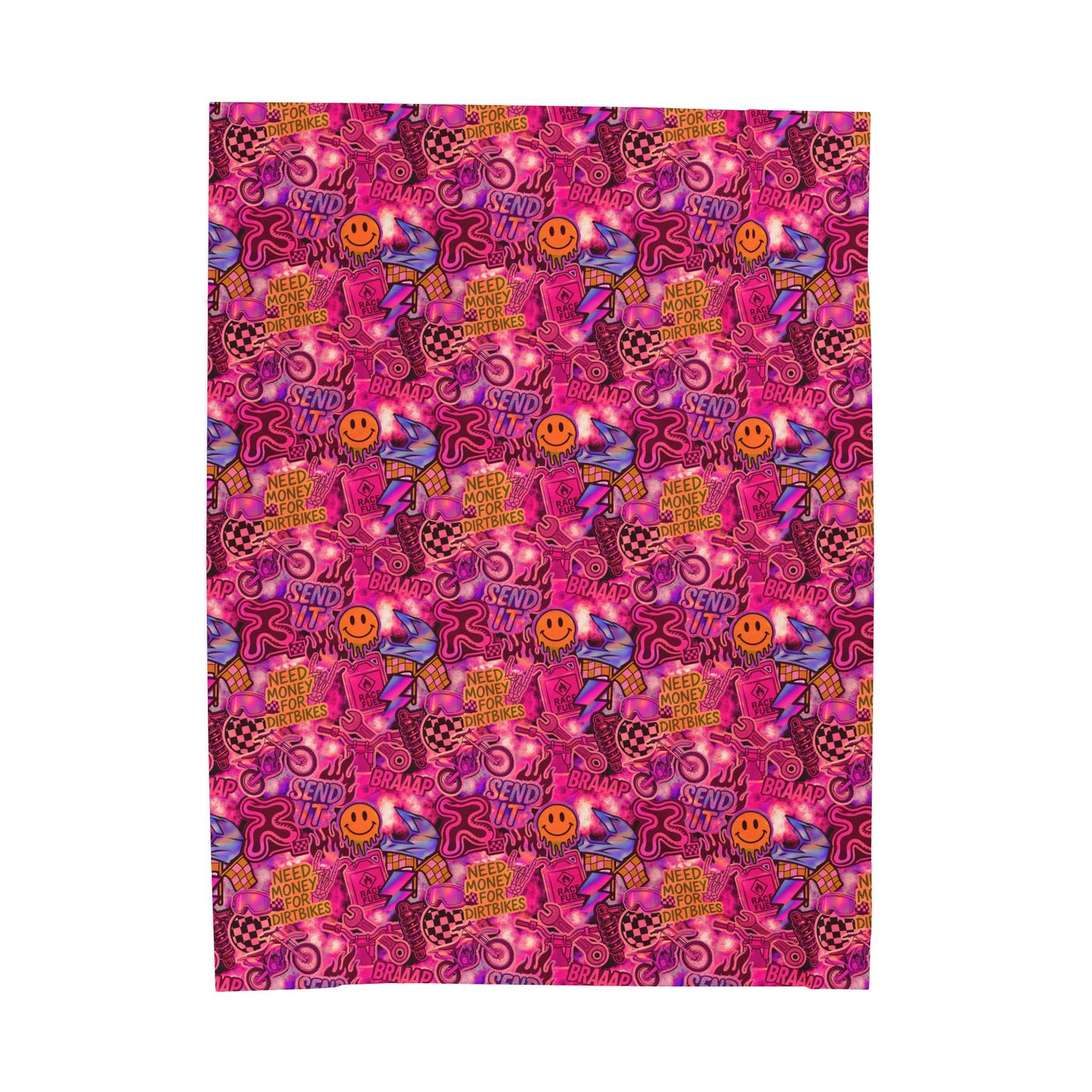 Pink Dirt Bike Sticker Plush Blanket