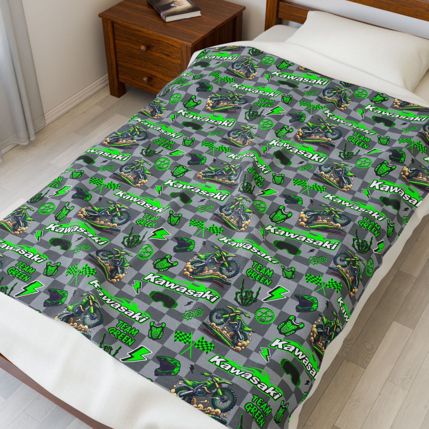 Kawasaki Dirt Bike Inspired Blanket