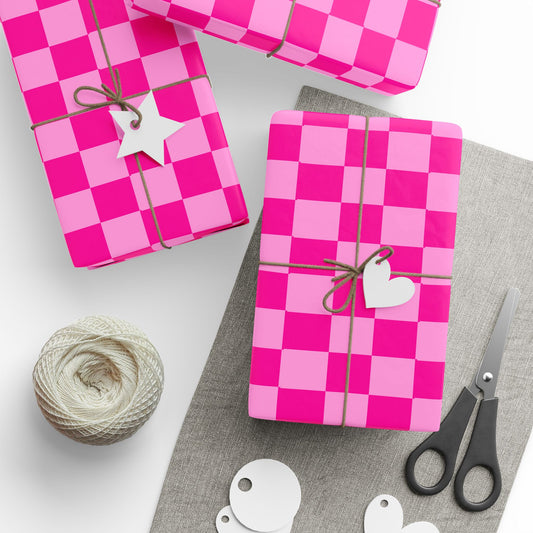 Pink Checker Gift Wrap