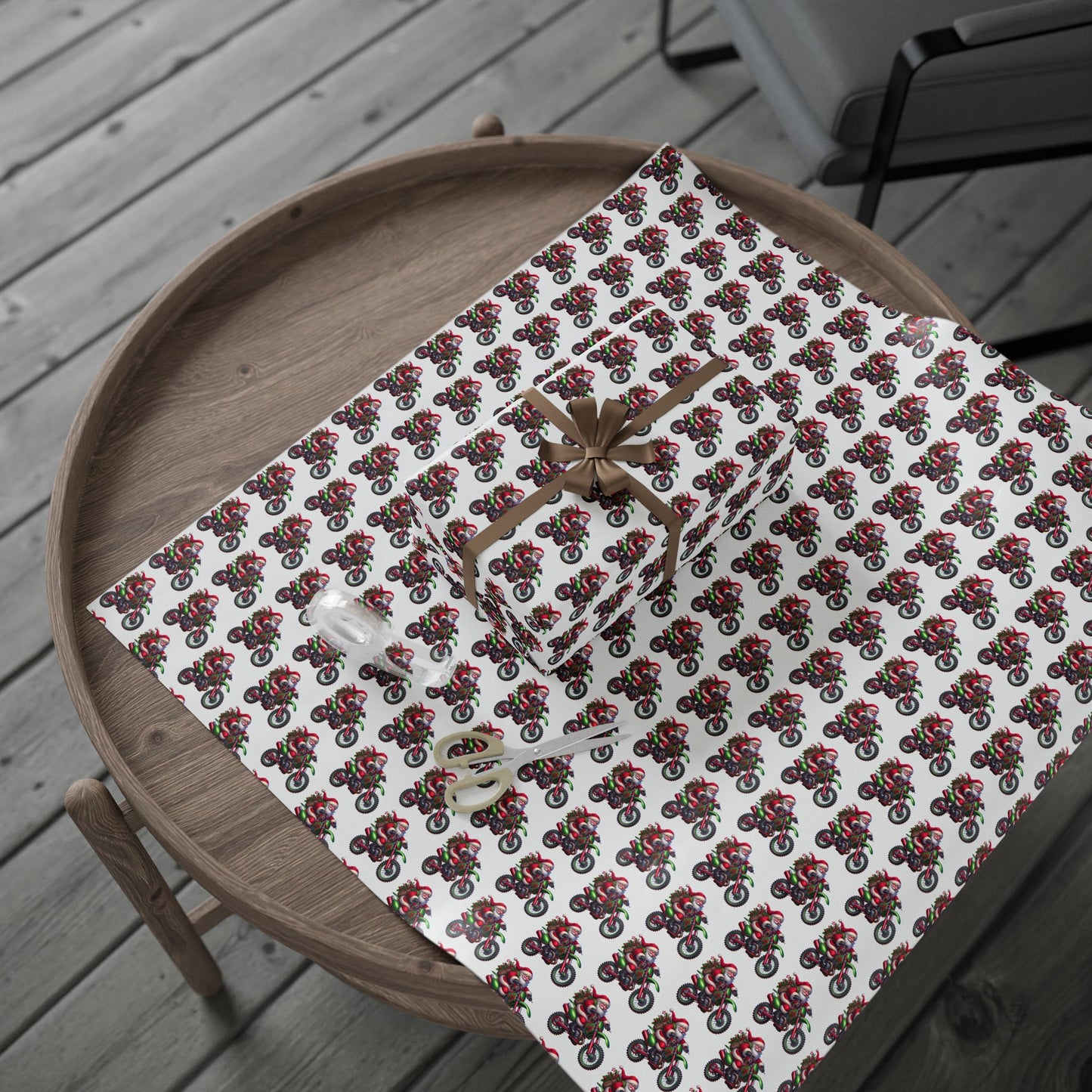Santa Dirt Bike Gift Wrap