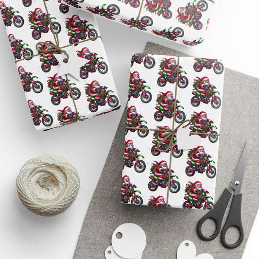 Santa Dirt Bike Gift Wrap