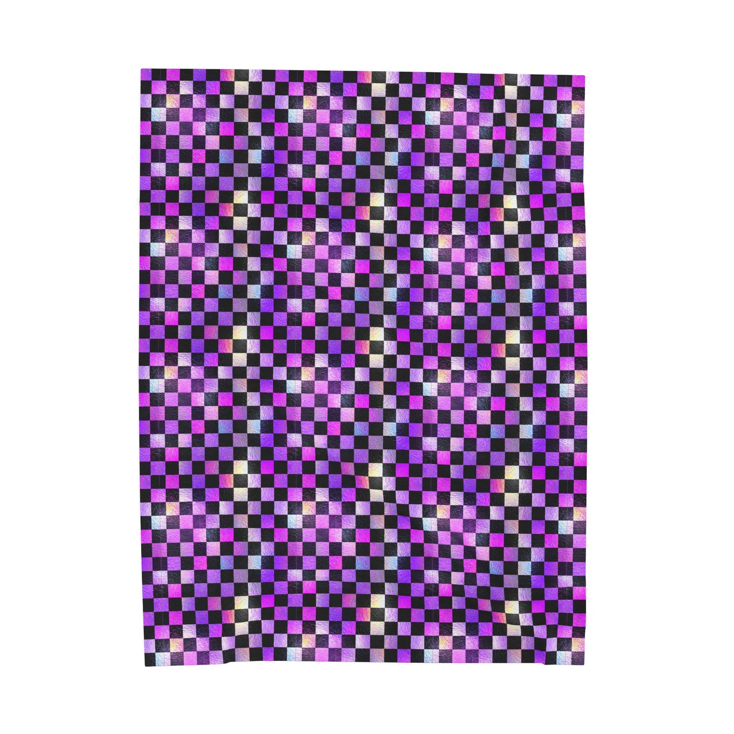 Purple Chrome Check Plush Blanket