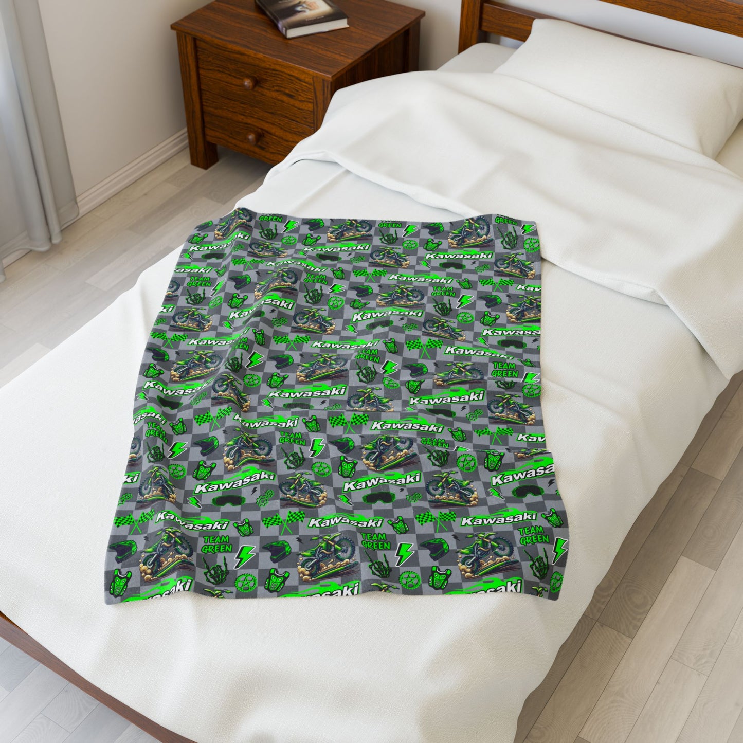 Kawasaki Dirt Bike Inspired Blanket