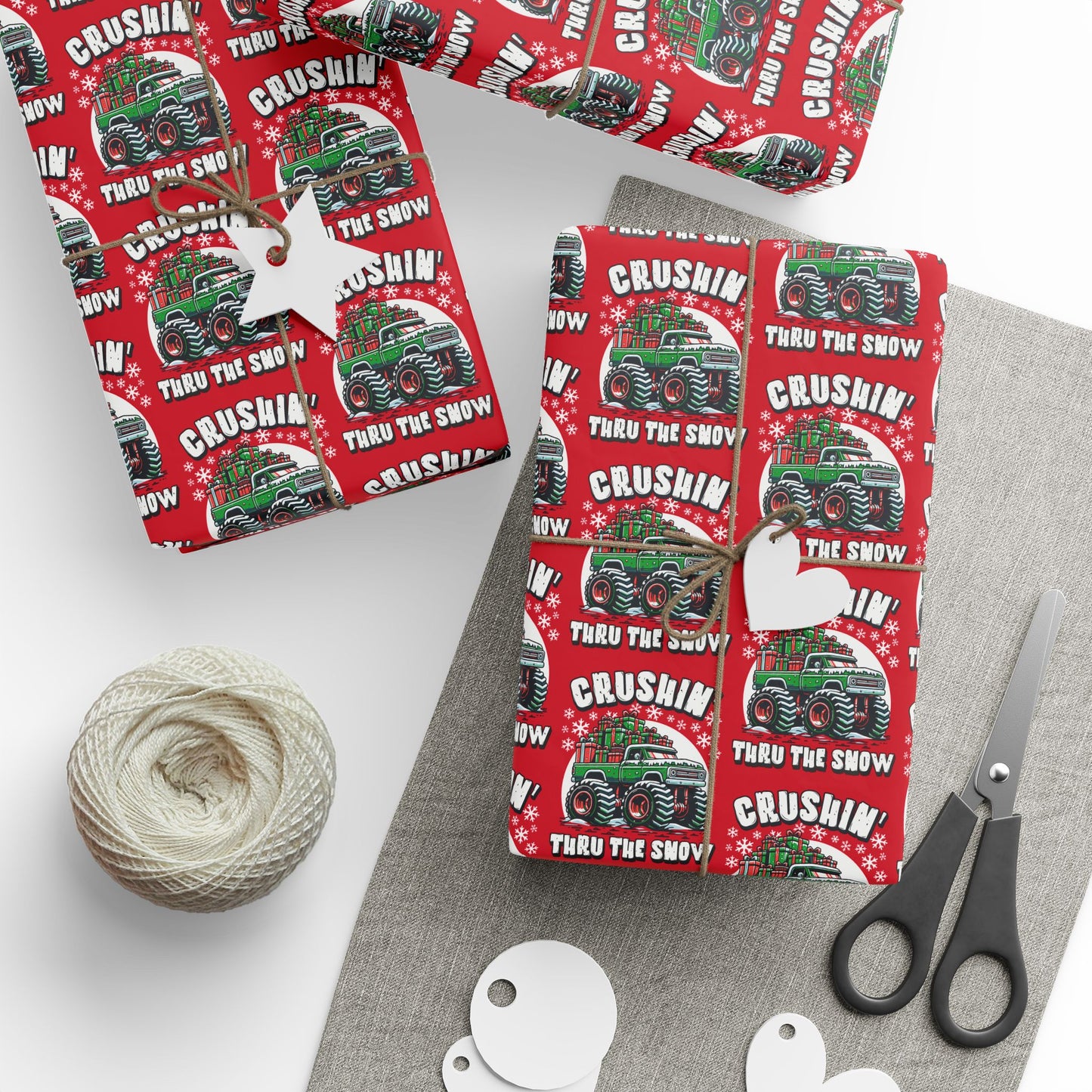 Crushin' Snow Monster Truck Gift Wrap