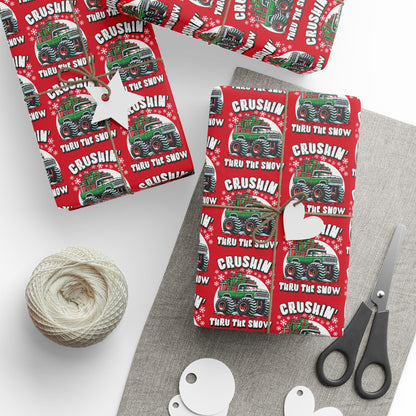Crushin' Snow Monster Truck Gift Wrap