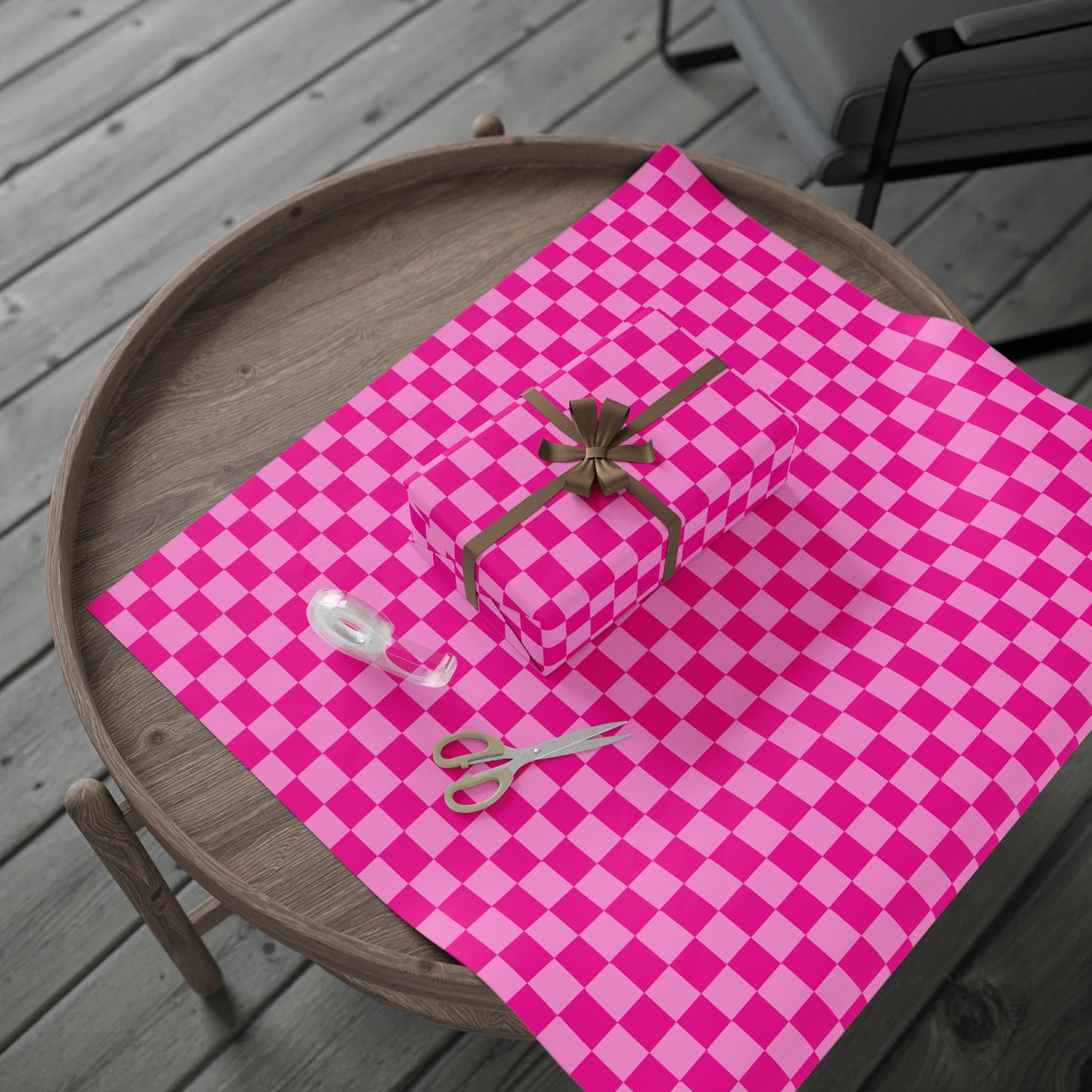 Pink Checker Gift Wrap