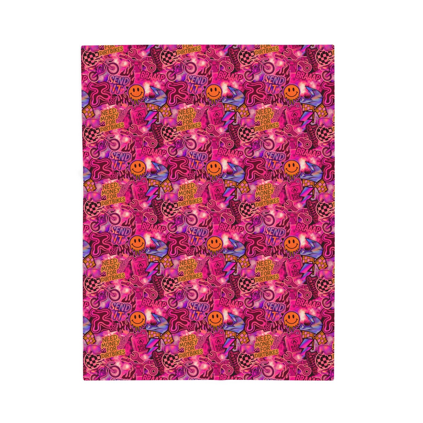 Pink Dirt Bike Sticker Plush Blanket