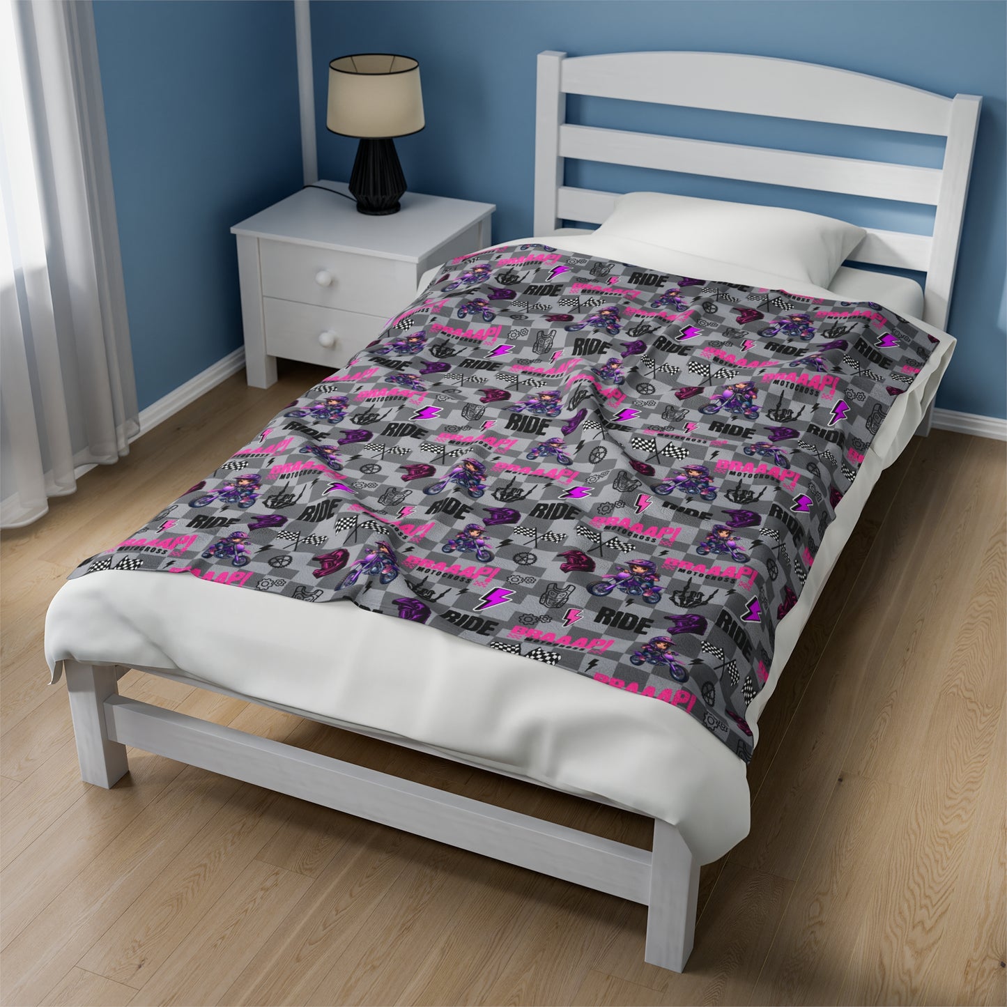Motocross Girl Dirt Bike Blanket