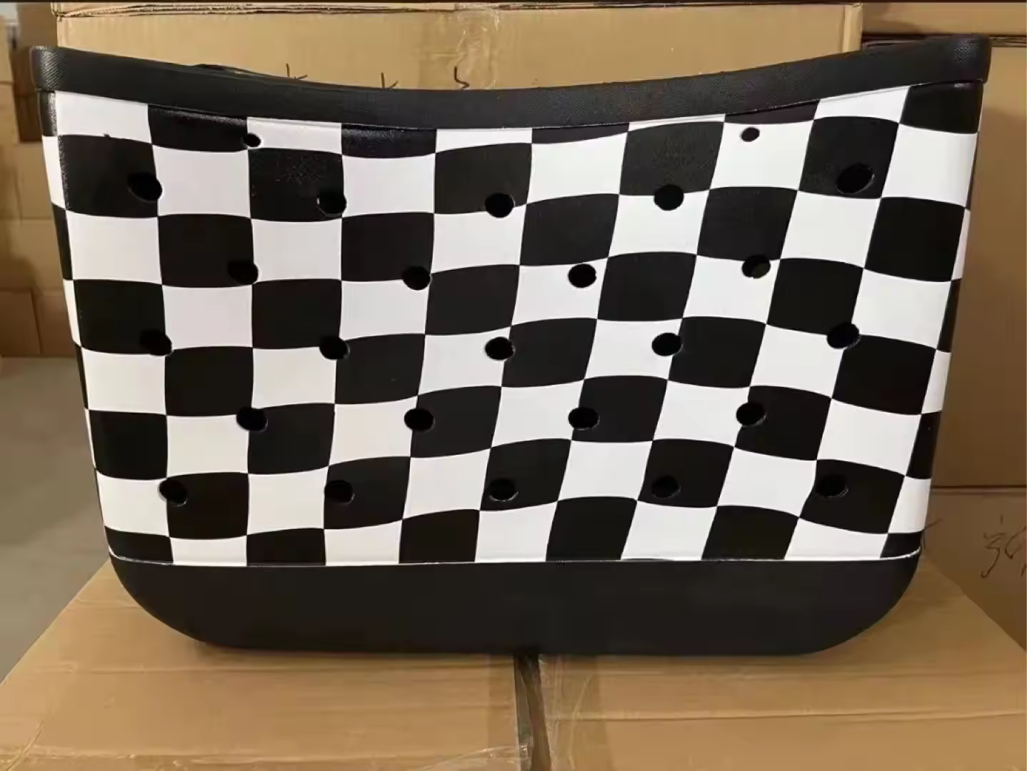 Black/White Checker Beach Bag
