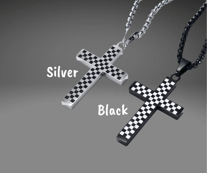 Checkered Cross Necklace