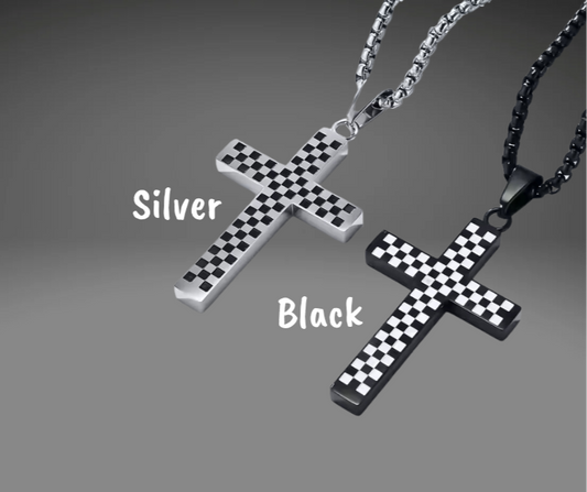 Checkered Cross Necklace