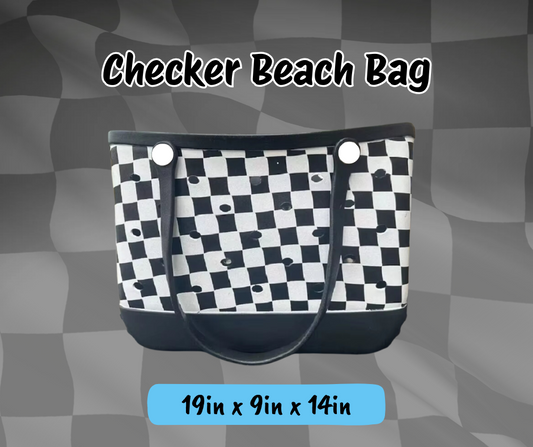Black/White Checker Beach Bag