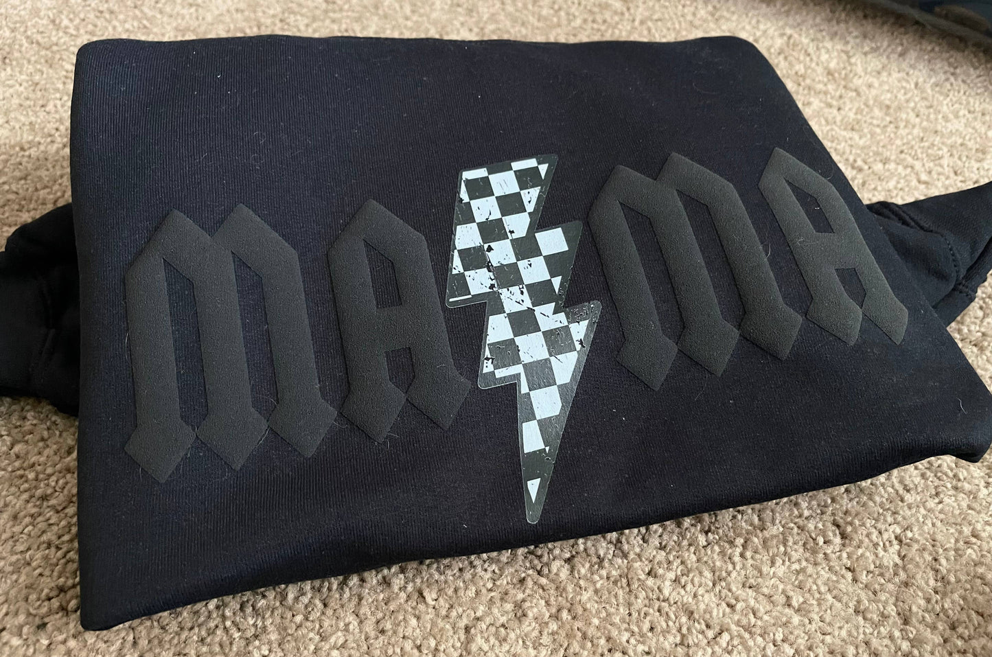 MAMA puff and checkered crewneck sweatshirt